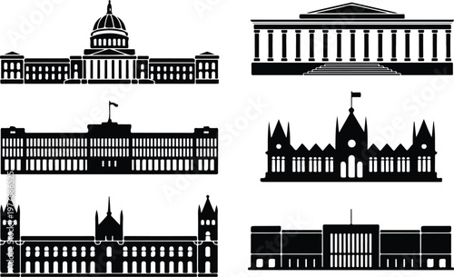 Parliament Silhouette Icon Government Building Outline Design