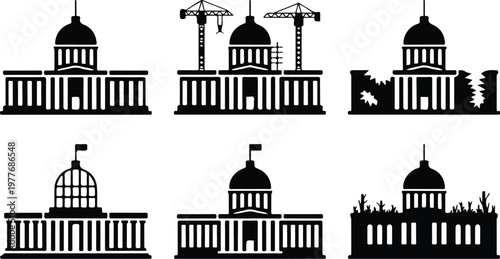 Parliament Silhouette Icon Government Building Outline Design