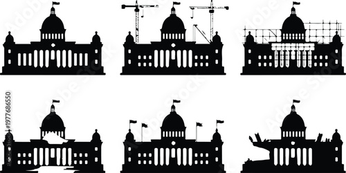 Parliament Silhouette Icon Government Building Outline Design