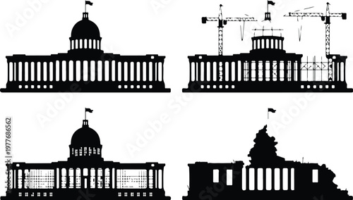 Parliament Silhouette Icon Government Building Outline Design