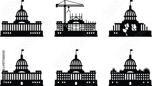 Parliament Silhouette Icon Government Building Outline Design