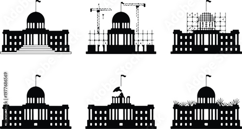 Parliament Silhouette Icon Government Building Outline Design