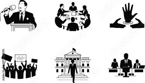 Parliament Silhouette Icon Government Building Outline Design