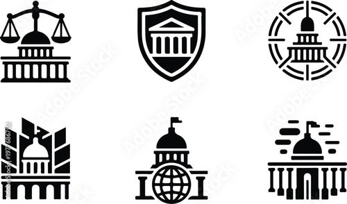Parliament Silhouette Icon Government Building Outline Design