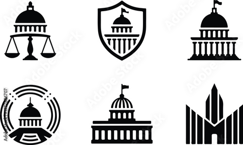 Parliament Silhouette Icon Government Building Outline Design