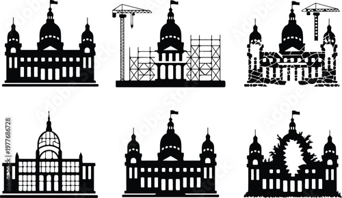 Parliament Silhouette Icon Government Building Outline Design