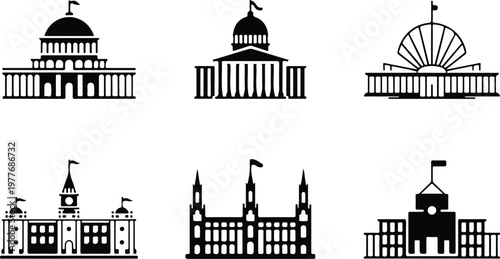 Parliament Silhouette Icon Government Building Outline Design