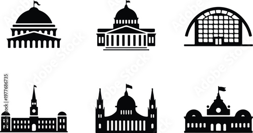 Parliament Silhouette Icon Government Building Outline Design