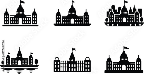 Parliament Silhouette Icon Government Building Outline Design