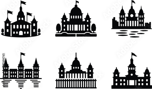 Parliament Silhouette Icon Government Building Outline Design