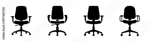 Office chair ergonomic chair task chair swivel chair computer chair desk chair furniture set black silhouette