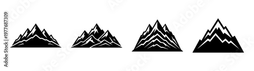 Vector mountain range silhouette landscape peak nature adventure outdoor climbing hiking graphic design