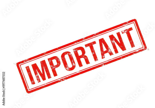 Red important rubber stamp icon with a rectangular border frame, png