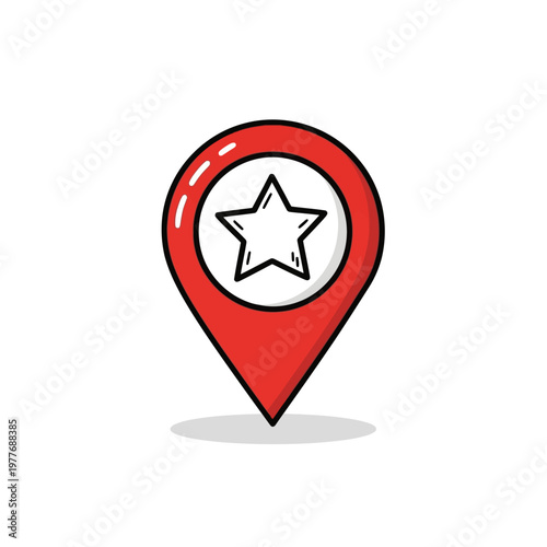 A red map pin icon with a star.