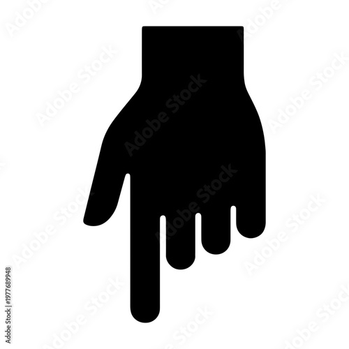 Hand pointing down vector illustration for direction guidance and selection symbol graphic design element