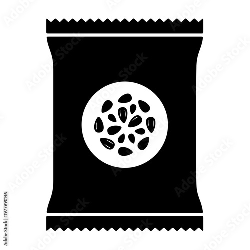 Black and white snack package with seeds vector illustration for food product design needs