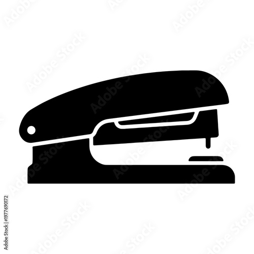Black office stapler vector illustration for stationery supplies and document fastening needs icon design