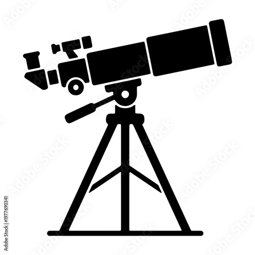 Telescope vector image of astronomical instrument for stargazing and space exploration science