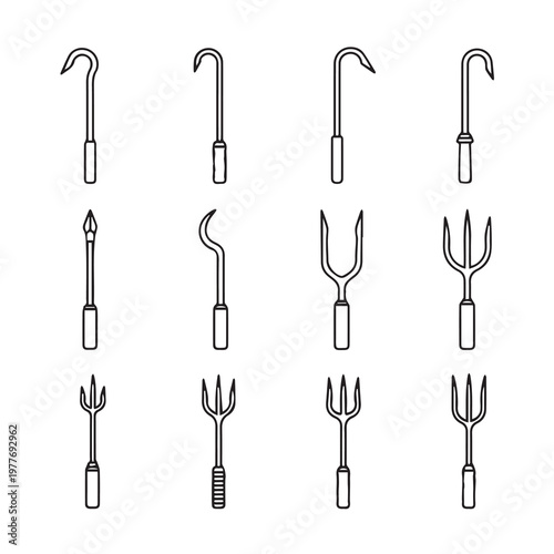 Collection of agricultural and gardening tools on white background vector illustration