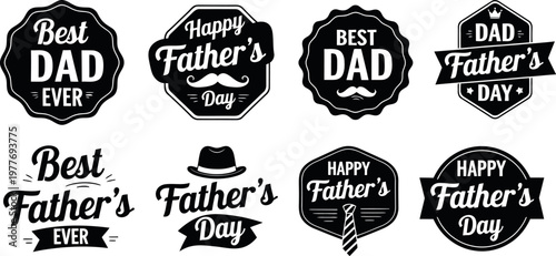 Celebrate father's day vintage style badges labels for the best dad ever happy father's day
