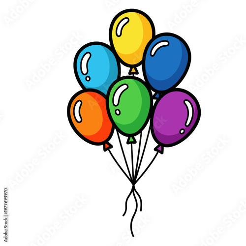 Bundle of colorful helium balloons.
