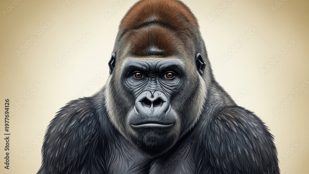 Obraz premium Majestic gorilla portrait a close up view of a dominant primate