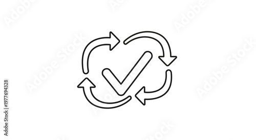 Cycle of success with a checkmark representing approval or completion