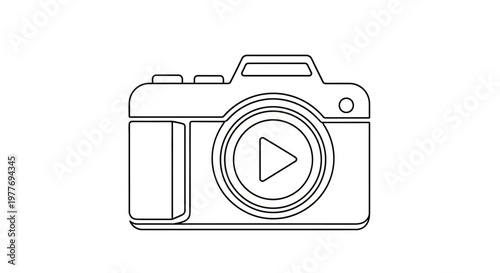 Vector Illustration of a Camera with a Play Button Icon, signifying video recording or media playback