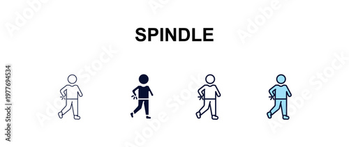 spindle multi-style outline icon set - people concept. Thin line, regular, filled, colored spindle icon