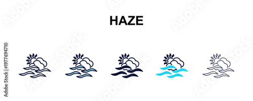 haze multi-style outline icon set - weather concept. Thin line, regular, filled, colored haze icon