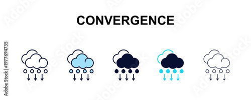 convergence multi-style outline icon set - weather concept. Thin line, regular, filled, colored convergence icon