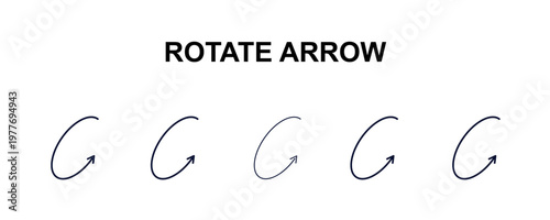 rotate arrow multi-style outline icon set - user interface concept. Thin line, regular, filled, colored rotate arrow icon