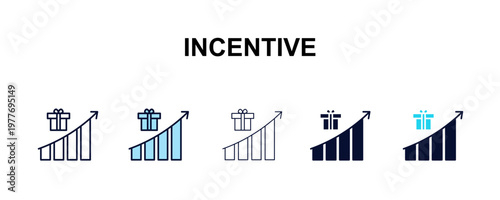 incentive multi-style outline icon set - user interface concept. Thin line, regular, filled, colored incentive icon