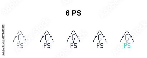 6 ps multi-style outline icon set - user interface concept. Thin line, regular, filled, colored 6 ps icon
