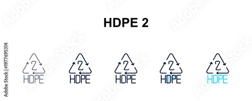 hdpe 2 multi-style outline icon set - user interface concept. Thin line, regular, filled, colored hdpe 2 icon