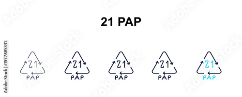 21 pap multi-style outline icon set - user interface concept. Thin line, regular, filled, colored 21 pap icon