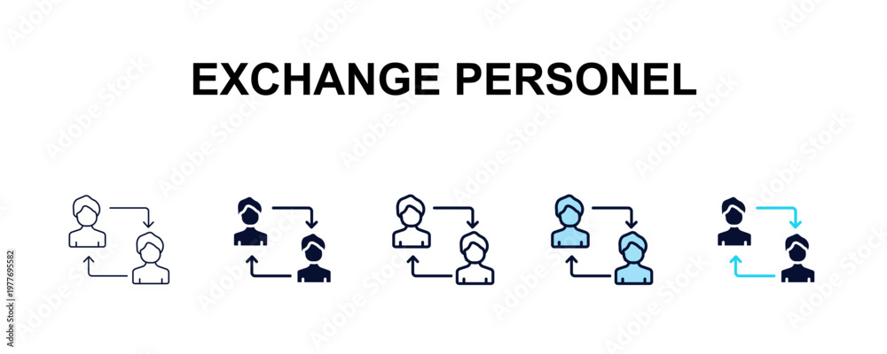 Fototapeta premium exchange personel multi-style outline icon set - user interface concept. Thin line, regular, filled, colored exchange personel icon