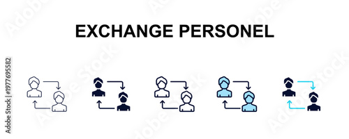 exchange personel multi-style outline icon set - user interface concept. Thin line, regular, filled, colored exchange personel icon