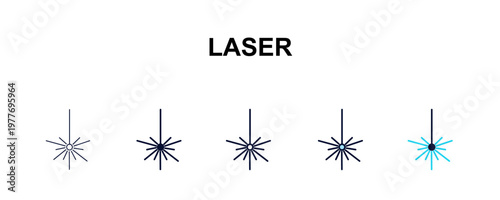 laser multi-style outline icon set - traffic signs concept. Thin line, regular, filled, colored laser icon