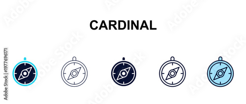 cardinal multi-style outline icon set - tools concept. Thin line, regular, filled, colored cardinal icon