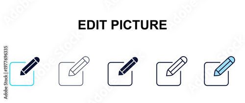 edit picture multi-style outline icon set - tools concept. Thin line, regular, filled, colored edit picture icon