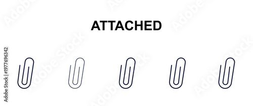 attached multi-style outline icon set - tools concept. Thin line, regular, filled, colored attached icon