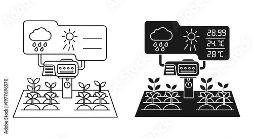 Smart Farming, Weather Station, Agriculture Icons, Vector Illustration, Weather Forecast