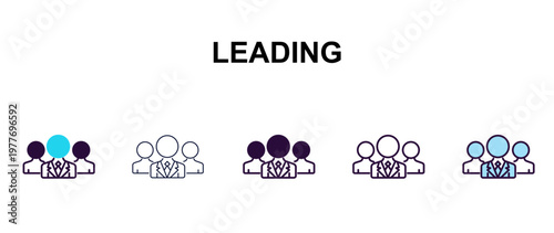 leading multi-style outline icon set - technology concept. Thin line, regular, filled, colored leading icon