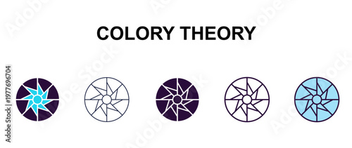 colory theory multi-style outline icon set - technology concept. Thin line, regular, filled, colored colory theory icon