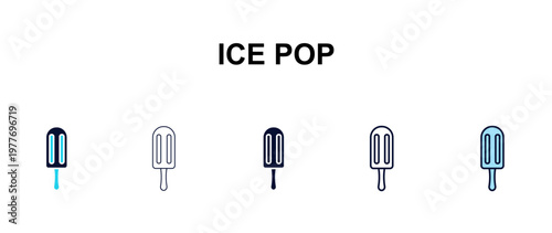 ice pop multi-style outline icon set - restaurant concept. Thin line, regular, filled, colored ice pop icon