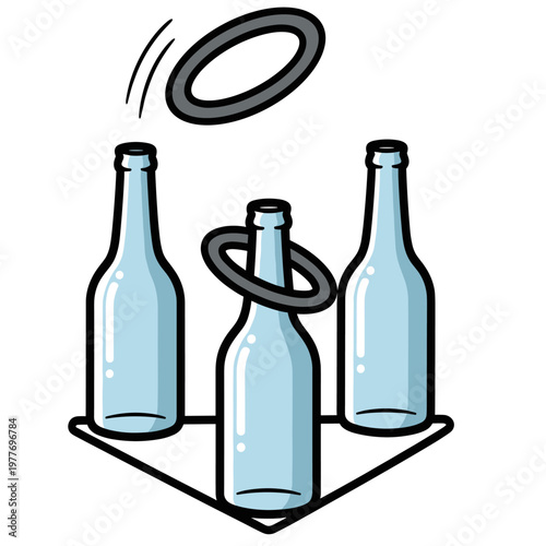 Fotografie Carnival ring toss game with glass bottles