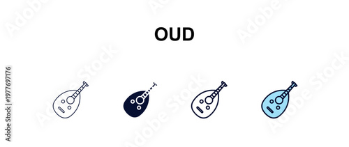 oud multi-style outline icon set - religion concept. Thin line, regular, filled, colored oud icon