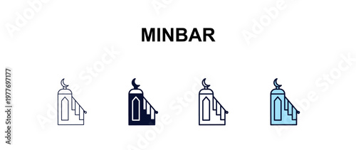 minbar multi-style outline icon set - religion concept. Thin line, regular, filled, colored minbar icon
