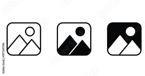 Photo line icon, modern minimal outline image icon for photo, gallery, and picture-related functions in apps, websites, and user interface design, vector illustration.